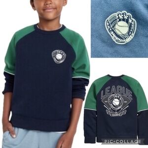 Old Navy Active Dynamic Fleece Colorblock navy/green Sweatshirt Boys XL (14-16)